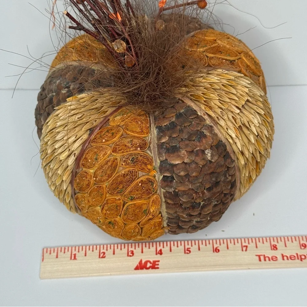 Set of 2 Decorative Pumpkins for Fall & Thanksgiving Tabletop Centerpiece Decor